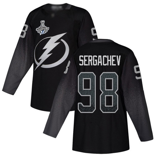 Adidas Tampa Bay Lightning Men #98 Mikhail Sergachev Black Alternate Authentic 2020 Stanley Cup Champions Stitched NHL Jersey
